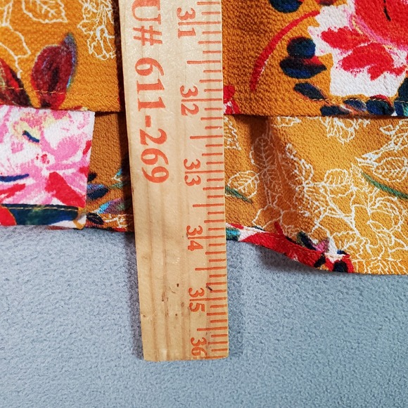 Fig & Flower Blouse Women 3X Orange Floral Popover Boho Romantic Cottagecore - Picture 4 of 7